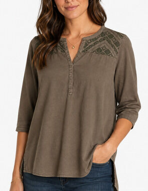 Kuhl Small Organic Cotton Tunic Top Brown Boho Hiking Outdoor 3/4 Sleeve Shirt